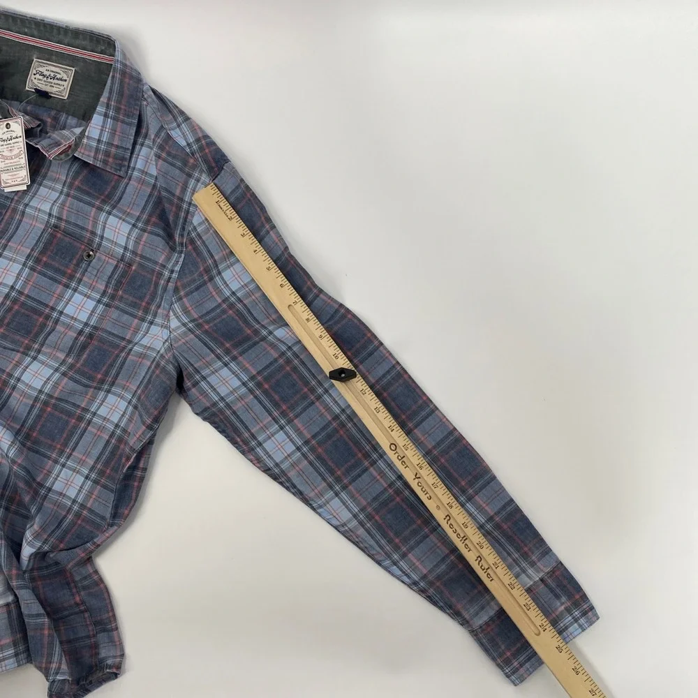NEW Flag Anthem Plaid Flannel Shirt Mens Extra Large Blue Red Fall Americana